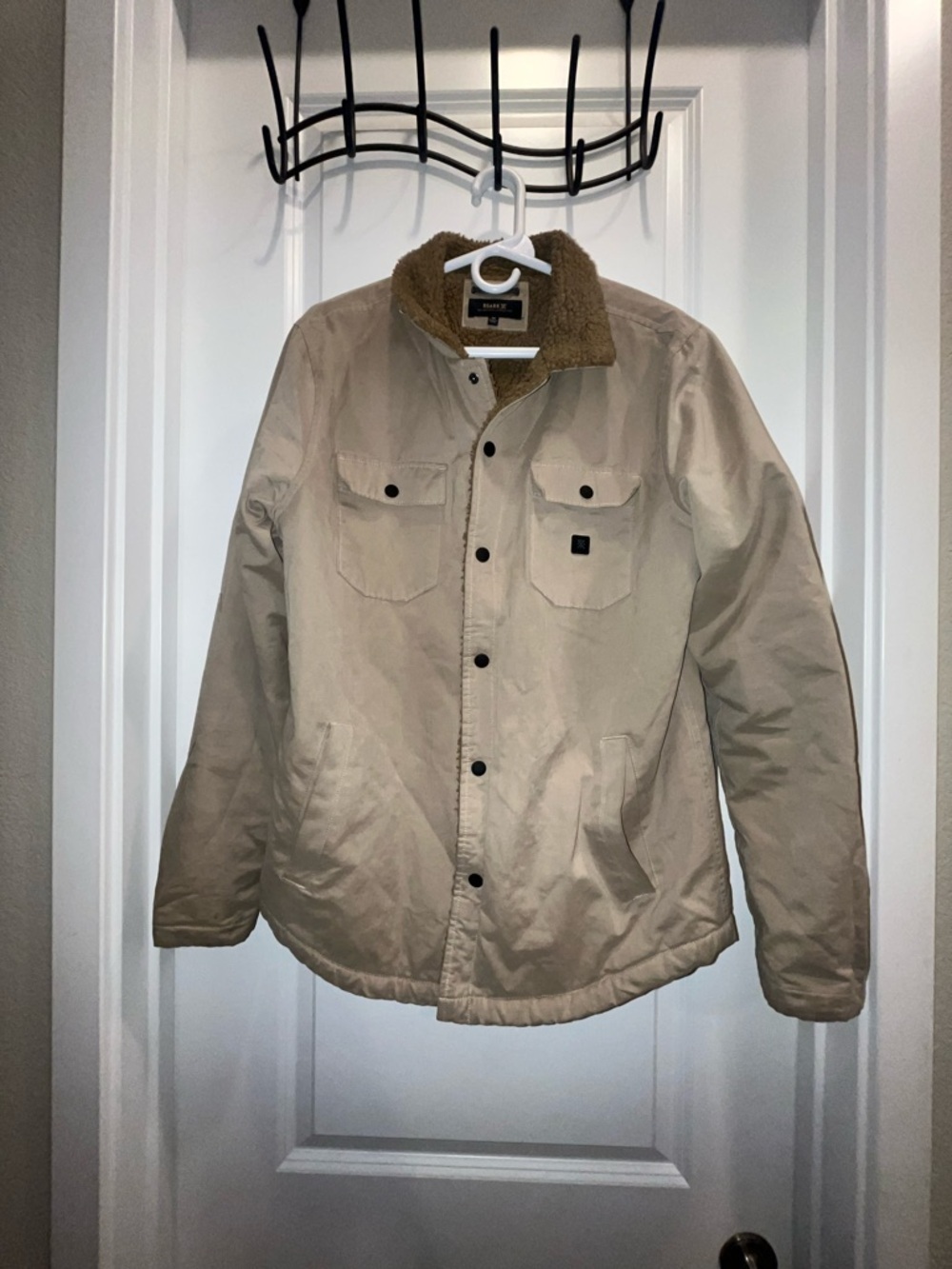 Roark men’s Tan Field Jacket with Brown Sherpa Collar